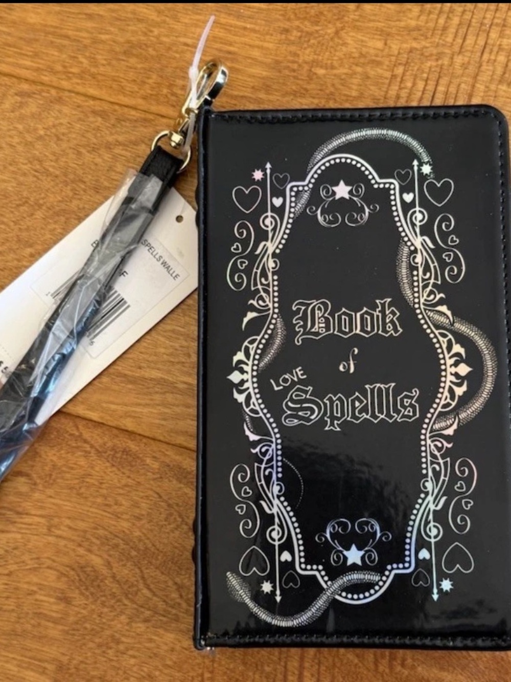 Rare Betsey Johnson Book of love Spells Wristlet Large Wallet Black Gothic NWT - Picture 3 of 16